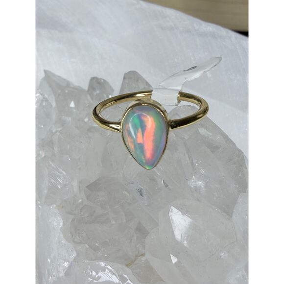 ⨠Ethiopian Opal Ring 18K Gold Plated 925 Size 6 ⨠- Picture 3 of 5
